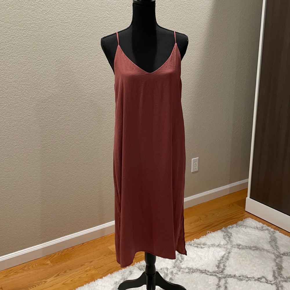 Rusty Rose Satin Midi Dress
